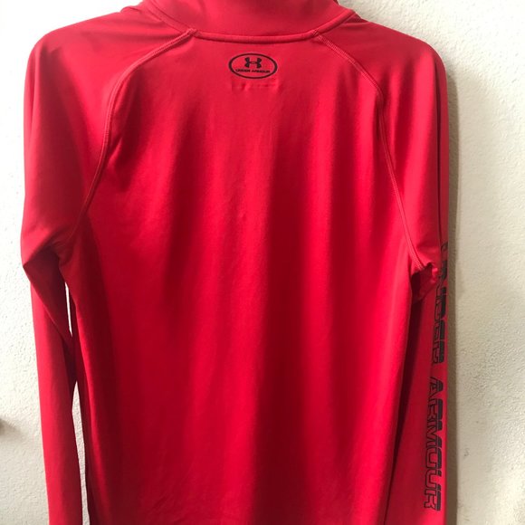 Red Under Armour Long Sleeve Shirt Zip-Up Youth XL - Picture 4 of 6